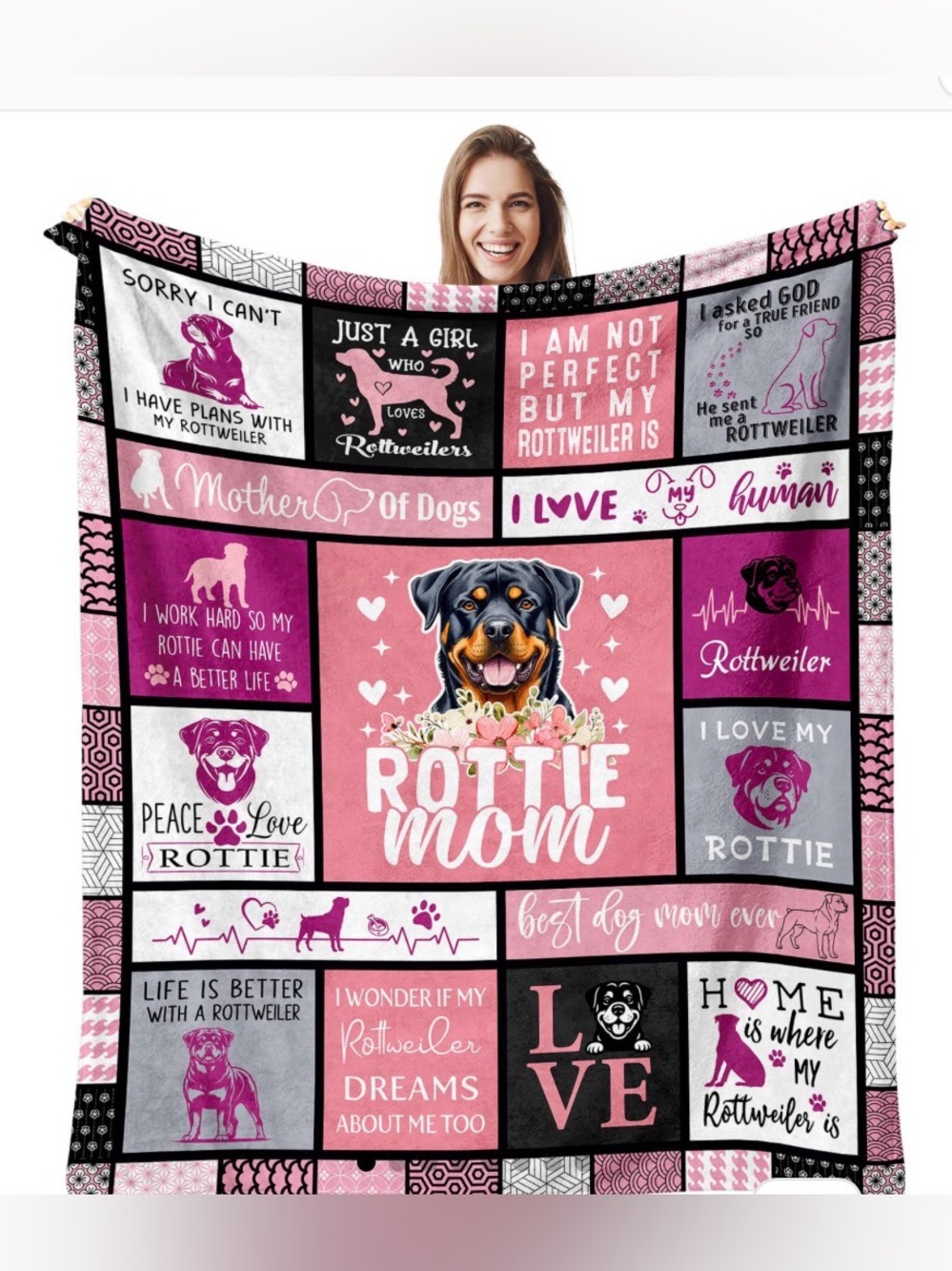 Rottweiler mom throw blanket 50x60